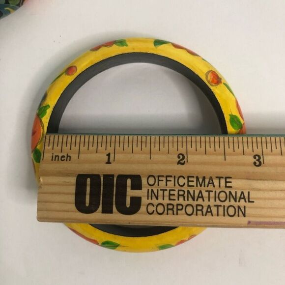 vtg handpainted light weight wooden bangles tropical summer bohemian colorful - Picture 7 of 7